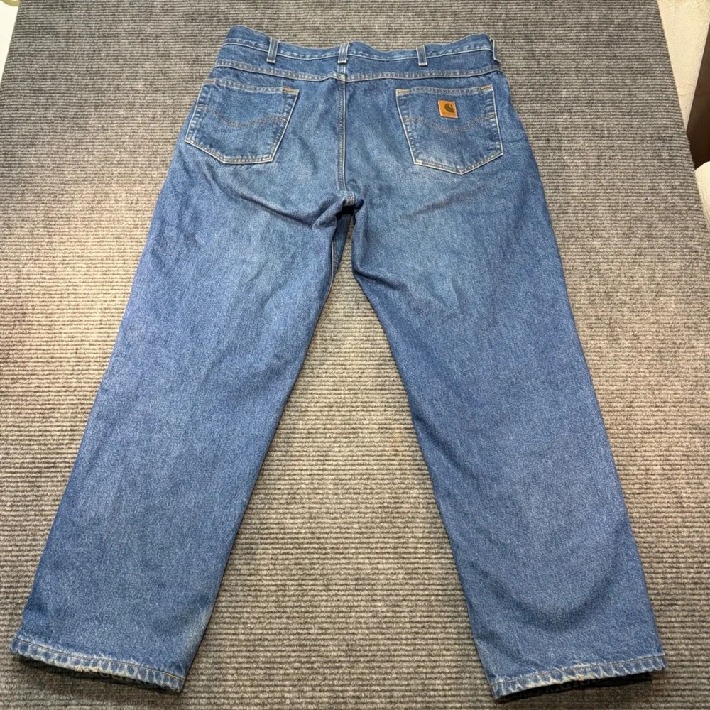 Carhartt Flannel Lined Relaxed Fit Straight Leg Jeans Mens 38x31 Blue Denim